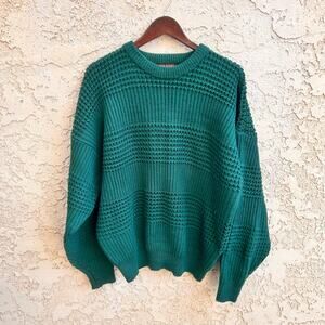 Vintage High Sierra Green Textured Knit Sweater Size Mens XL